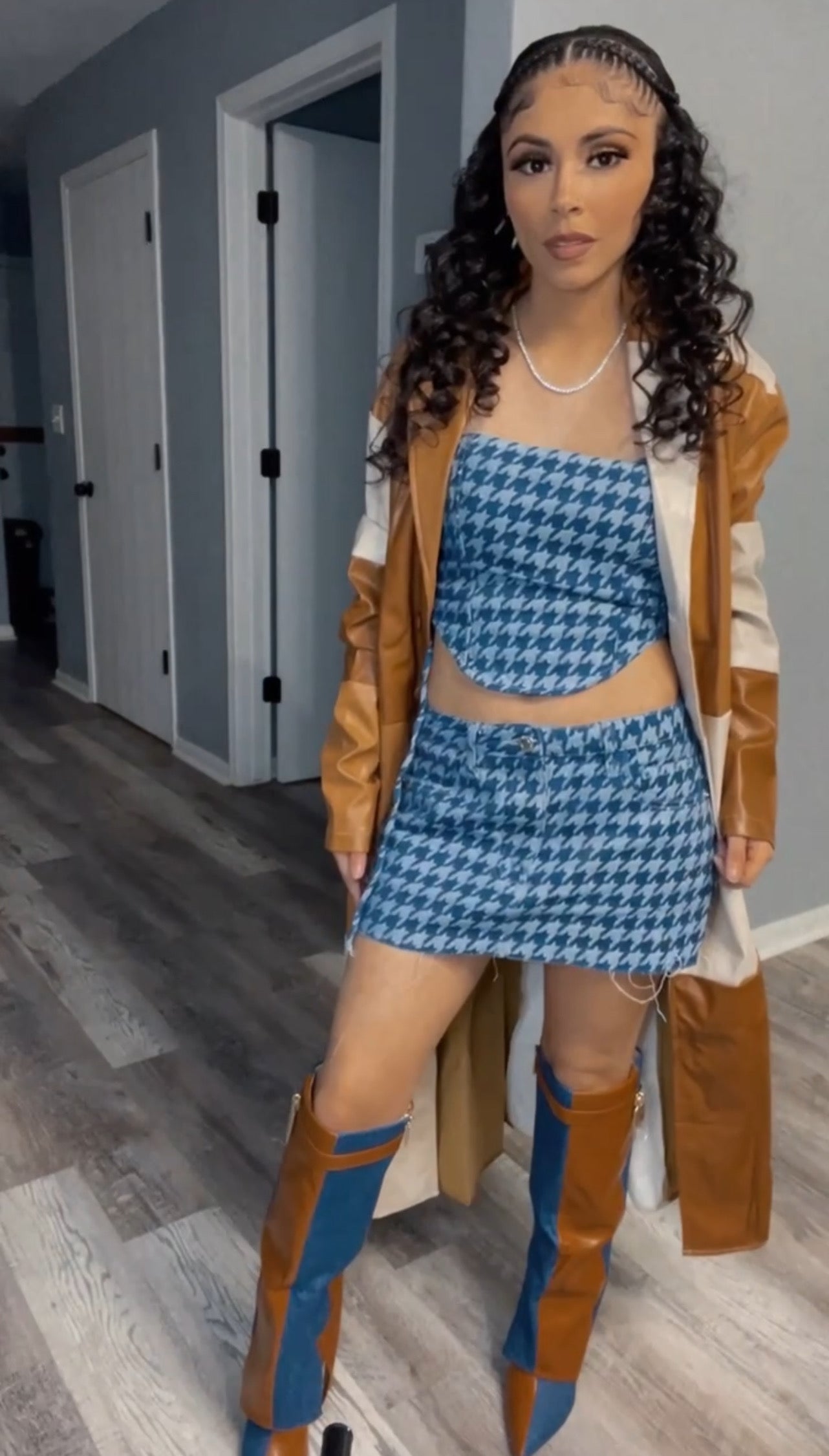 Shark Boots - Denim/ Camel Brown